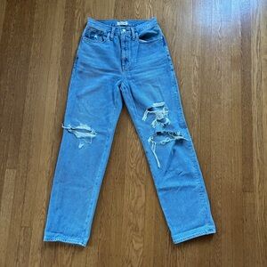 Madewell Blue Distressed Straight Leg Jeans